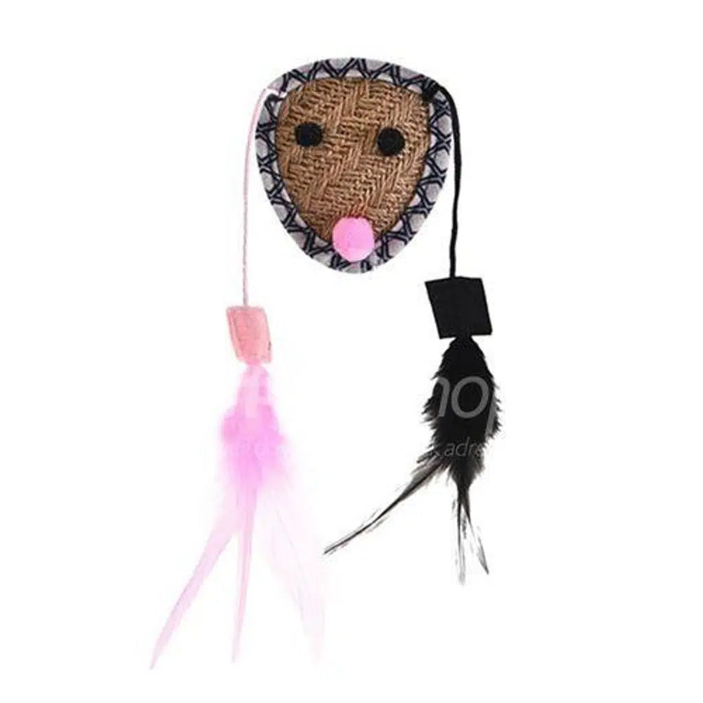 Zampa Brown Feathered Wicker Cat Toy with Dual Strings 29cm