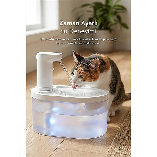 Zampa Oval Battery Powered Automatic Pet Water Fountain White