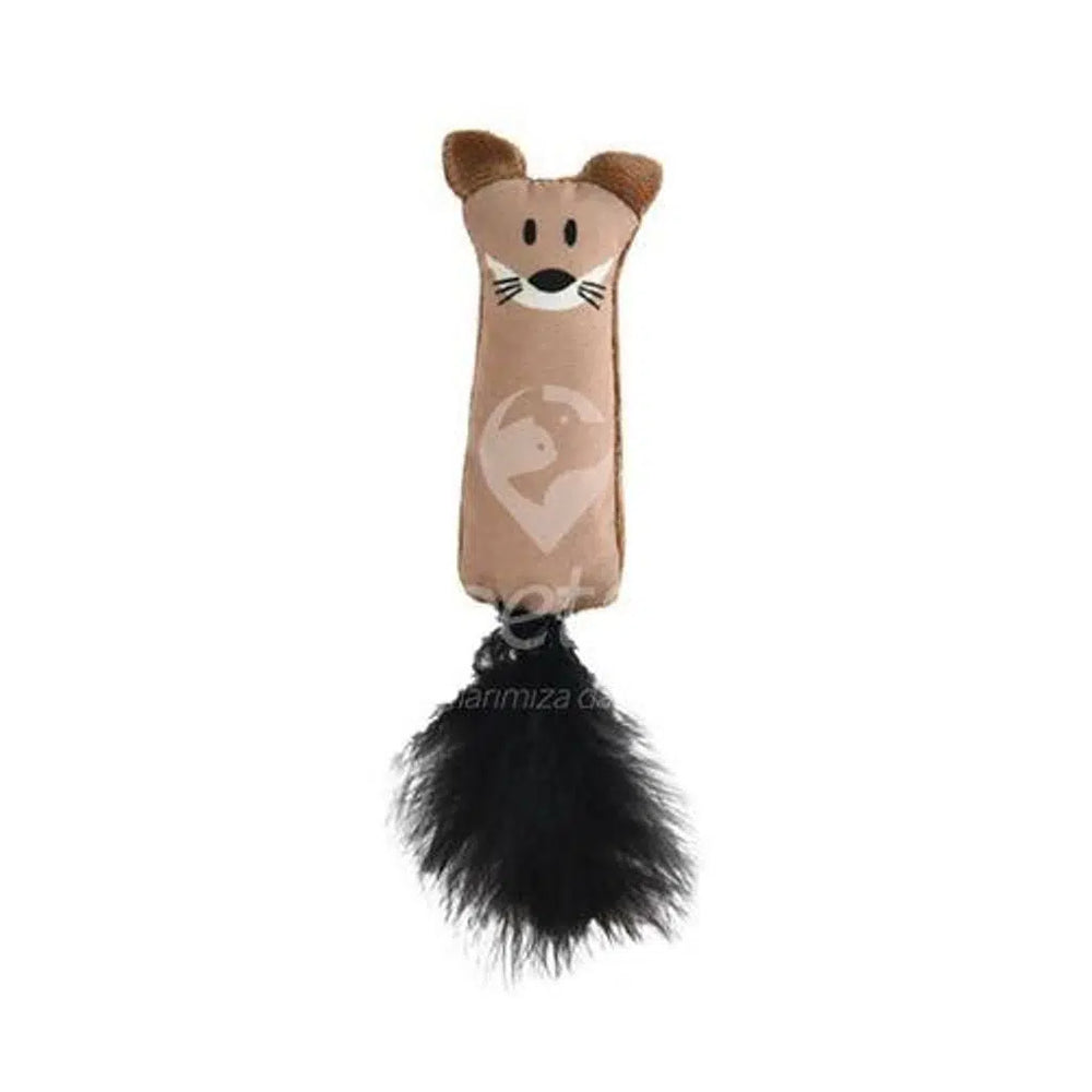 Zampa Plush Fox Cat Toy with Feathers 18 cm