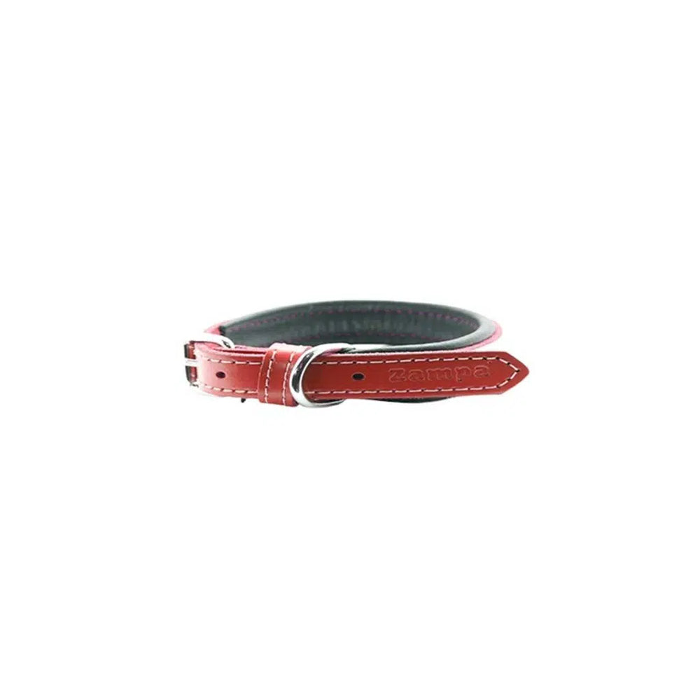 Zampa Soho Soft Texture Real Leather Dog Collar Red 1.5x43.5cm