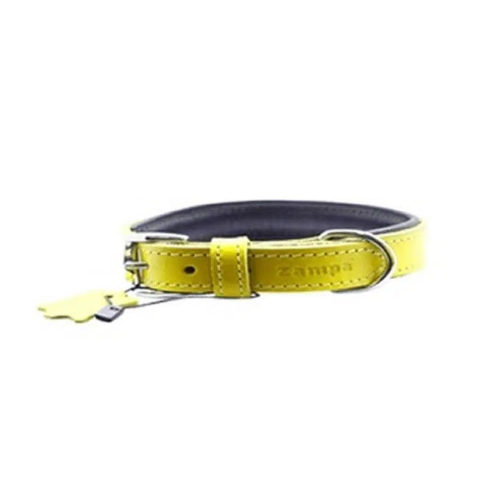 Zampa Soho Soft Leather Dog Collar Yellow 2x42 cm