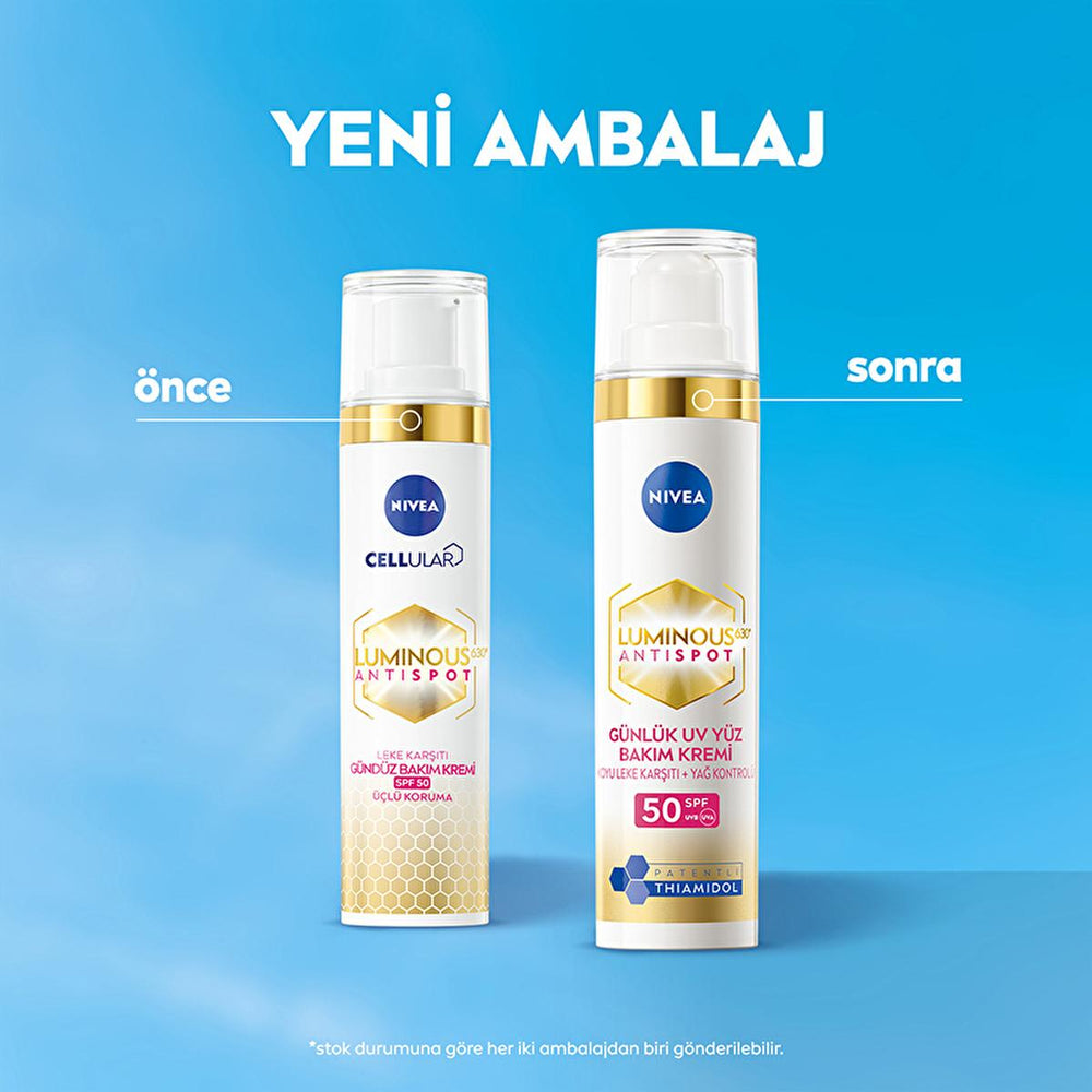Nivea Luminous630 Dark Spot Reduction Face Cream - SPF50, Hyaluronic Acid - Brightening, Anti-Aging, & Sun Protection - 1.35 fl oz Nivea Luminous630: Dark Spot Cream & SPF50 | Brighter Skin Nivea Luminous630, dark spot cream, hyperpigmentation treatment, SPF50 face cream, anti-dark spot face cream, skin brightening cream, face cream for sensitive skin, Thiamidol cream, sun protection face cream, skin tone evening cream, facial cream, dark spot remover, hyperpigmentation, sun protection, anti-aging, skincare