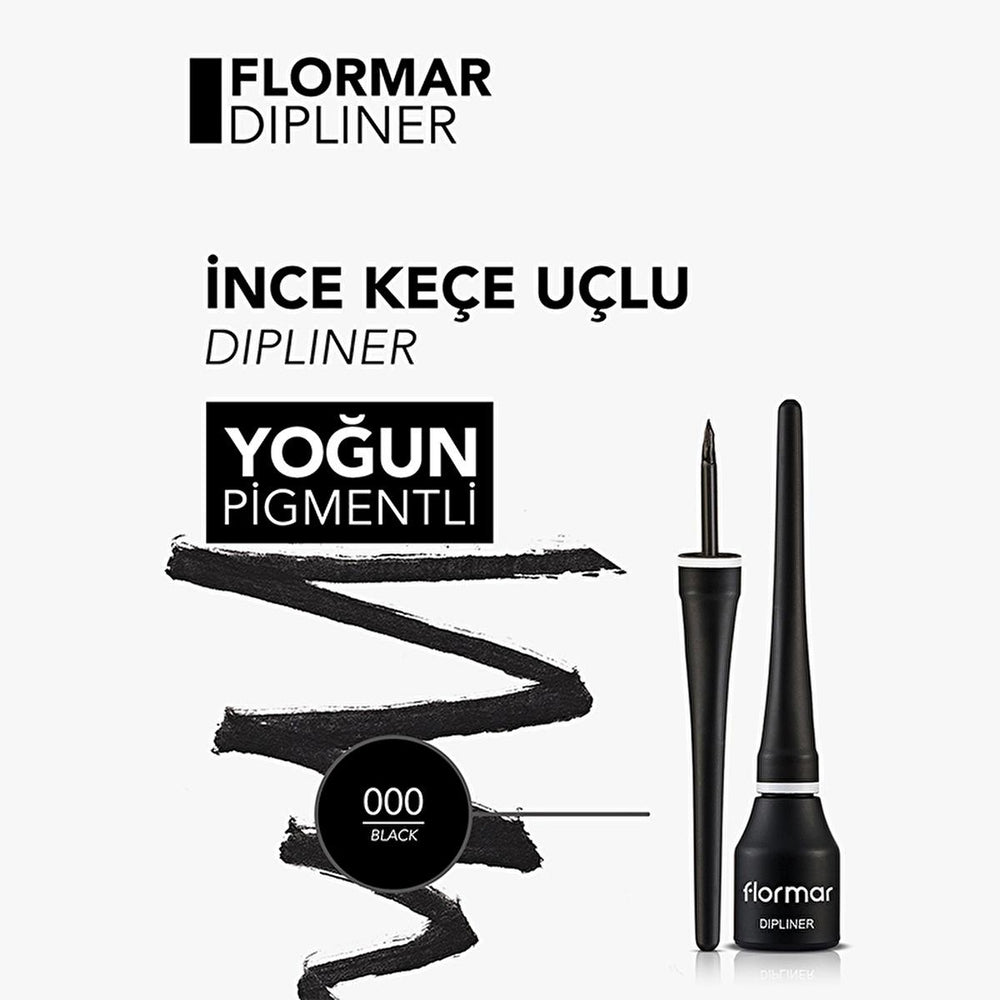 Flormar Dipliner Black Eyeliner - Long-Lasting, Coconut Oil Enriched, Semi-Matte Finish - view 4