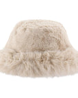 Eklips Cream Plush Bucket Hat for Cozy Winter Style
