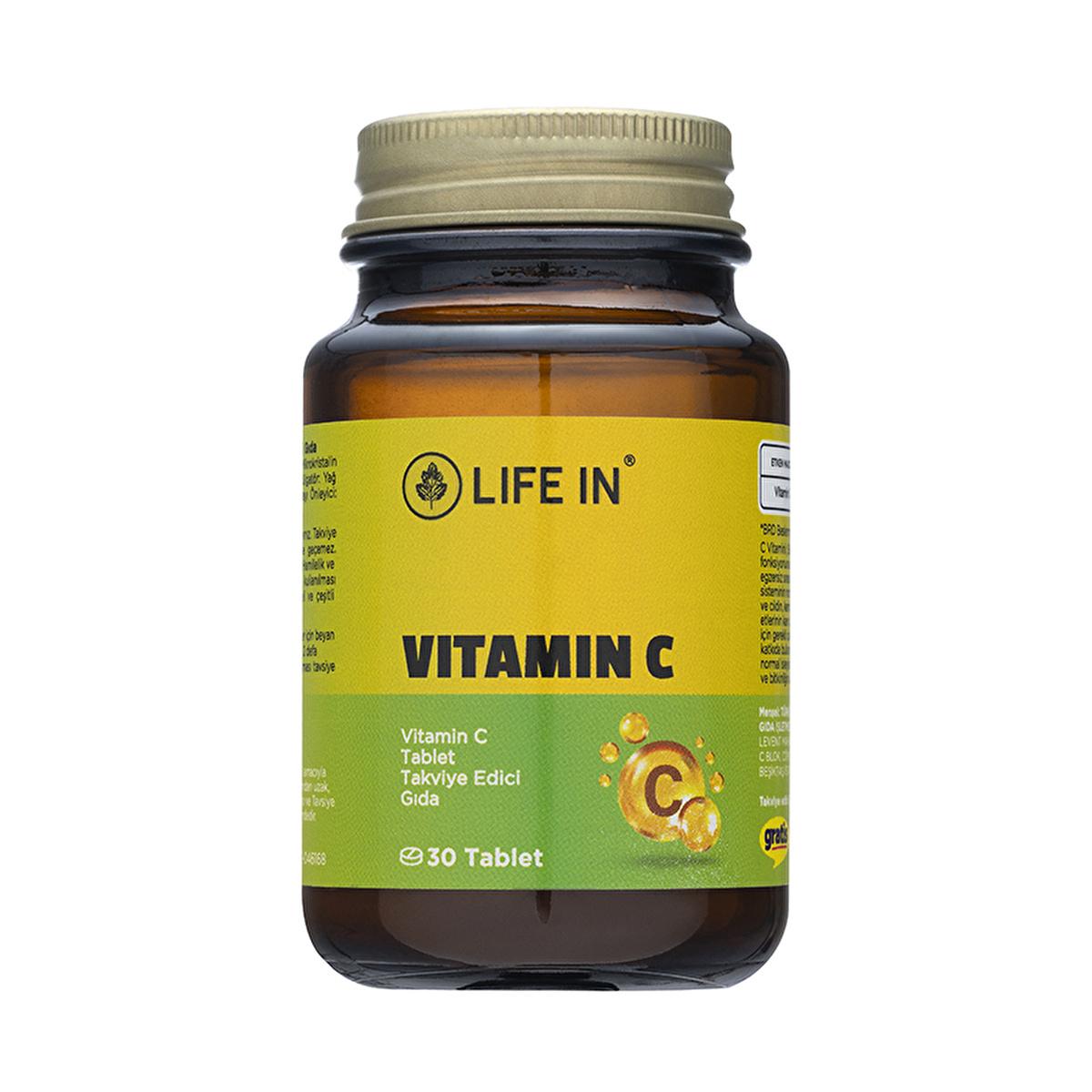 Life In Vitamin C Supplement - 30 Tablets for Immune System Support Life In Vitamin C Supplement - 30 Tablets Vitamin C supplement, Dietary supplement, Health and wellness, Immune system support, Food supplement, Health-conscious individuals, Adults, Children over 11, Dietary health, Wellness products, Supplement for immunity