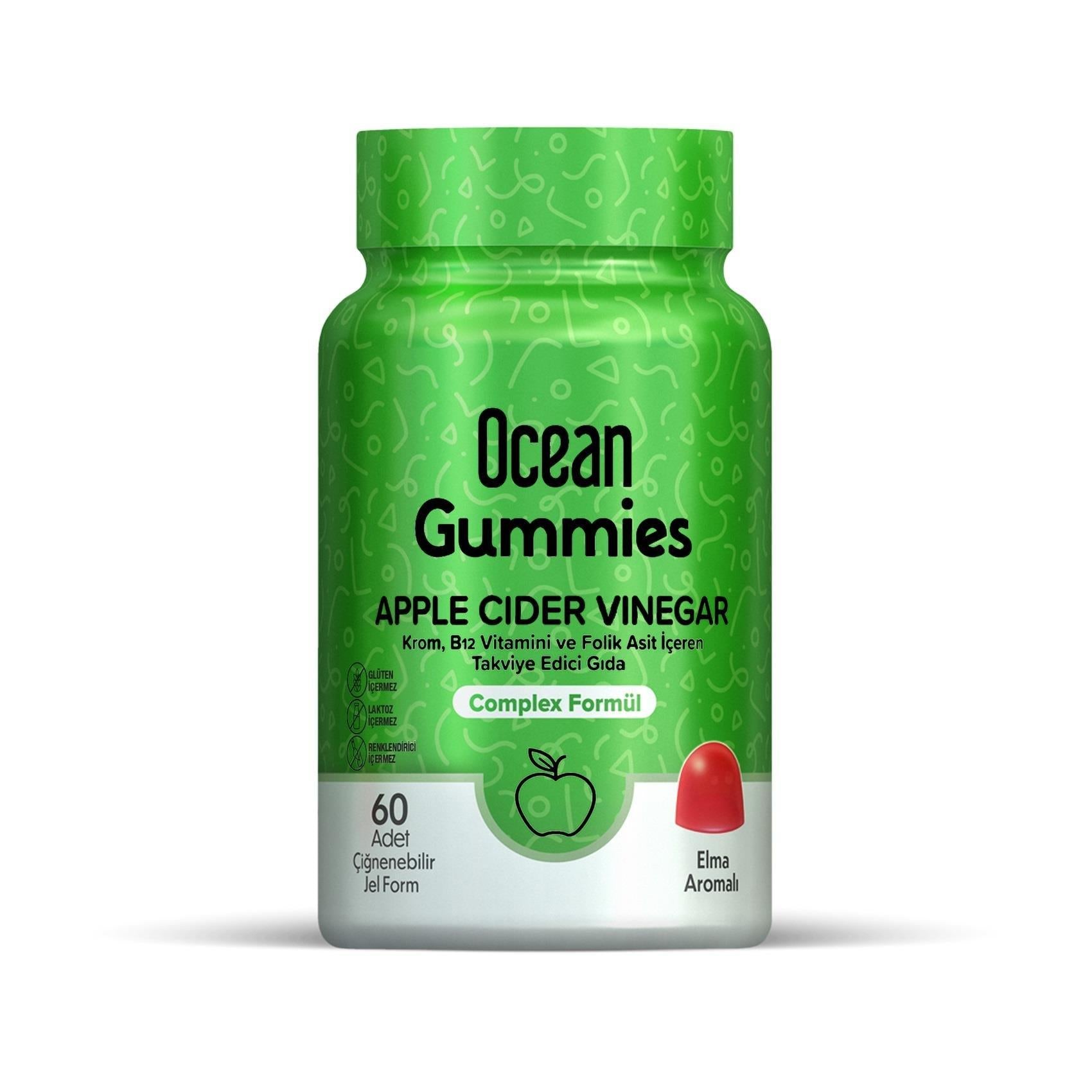 Ocean Gummies Apple Cider Vinegar Supplement for Adults - Gluten-Free, Chewable Dietary Supplement with Chromium and B Vitamins Ocean Gummies Apple Cider Vinegar Supplement - Gluten-Free & Chewable Apple Cider Vinegar Supplement, Chewable Dietary Supplement, Gluten-Free Health Supplement, Chromium and B Vitamins Supplement, Natural Health Support for Adults, Digestive Health Support, Adults Health Supplements, Gluten-Free Supplements, Non-GMO Health Products, Health and Wellness Products