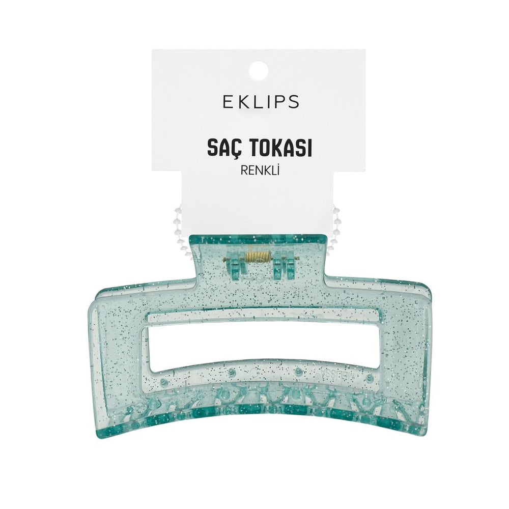 Eklips Rectangular Claw Clip Glittery Green Hair Accessory