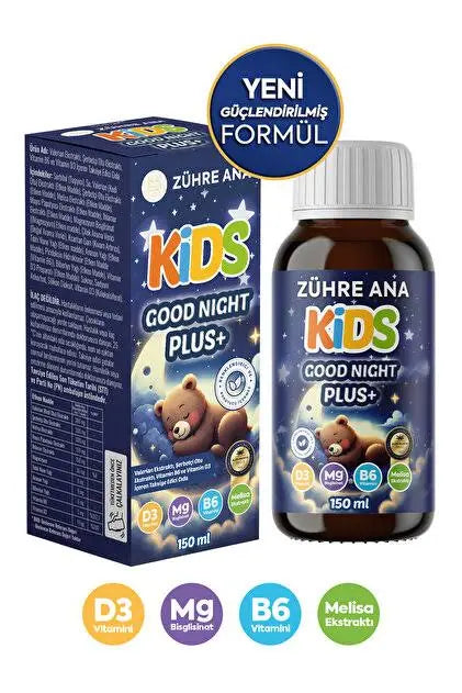 Zuhre Ana Good Night Plus Sleep Syrup, Valerian, Lemon Balm, Chamomile, 150 ml