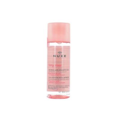 nuxe very rose soothing micellar water bottle front view, nuxe very rose micellar water closeup, nuxe micellar water usage, nuxe very rose packaging Nuxe Very Rose 3 in 1 Soothing Micellar Water - 100 ml Nuxe Very Rose Micellar Water - Gentle Cleanser nuxe, micellar-water, soothing-cleanser, sensitive-skin, makeup-remover, hydration, gentle-cleansing, facial-care, beauty, ai-generated