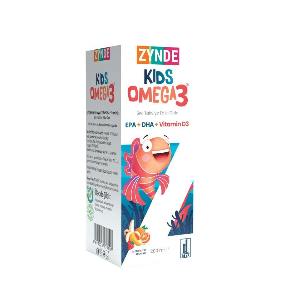 Zynde KIDS Omega-3 EPA & DHA with Vitamin D3 Liquid 200ml